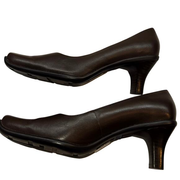 Kenneth Cole Shoes 8.5 8 1/2 Brown Closed Square Toe High Heel Pump - Picture 1 of 8